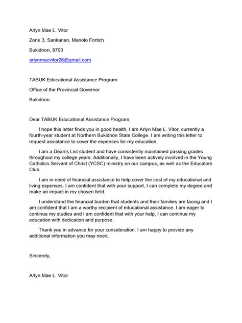educational assistance letter tagalog|TABUK EDUCATIONAL .